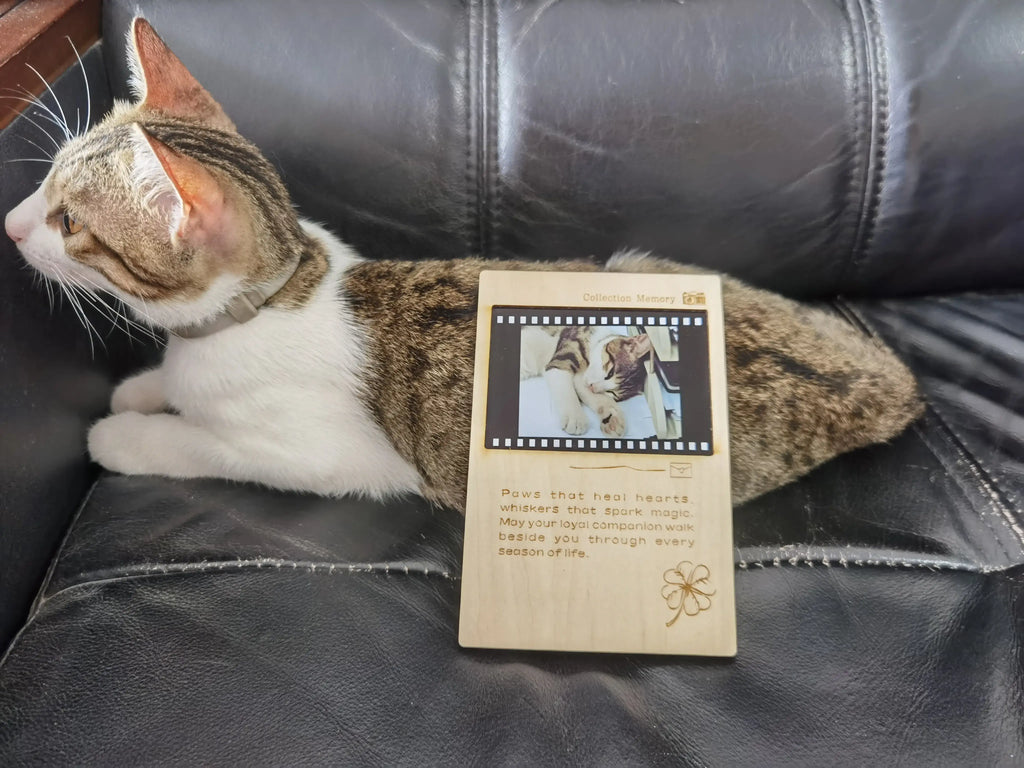 Engraved wooden photo card with heartfelt blessing