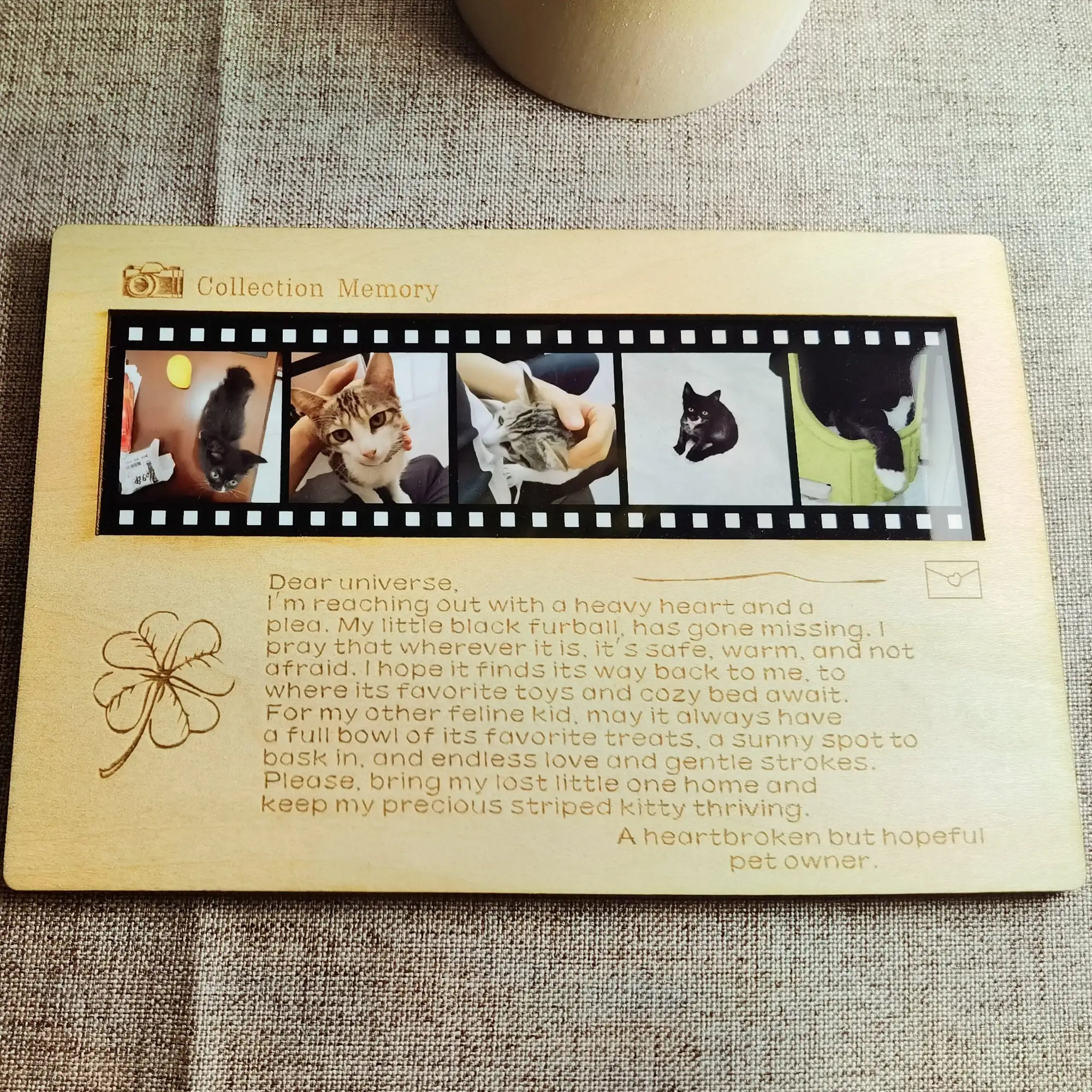Engraved wood card gift for special occasions and pets