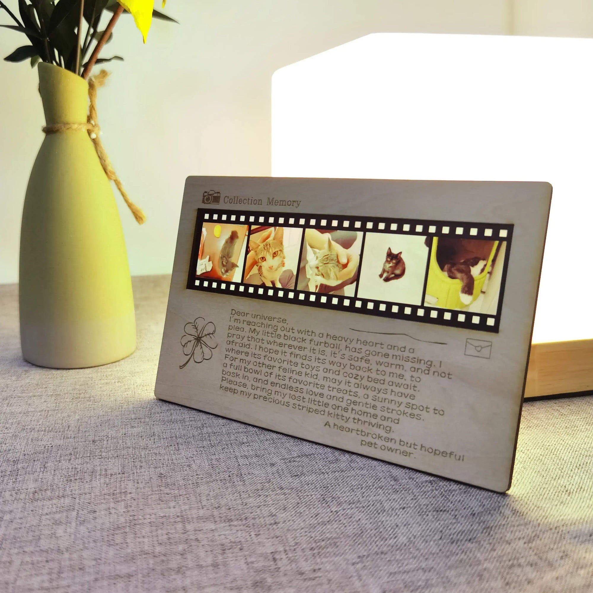 Engraved wooden greeting card for pet memorials