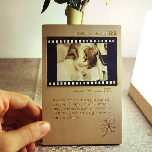 Custom wooden pet memorial card with engraved message