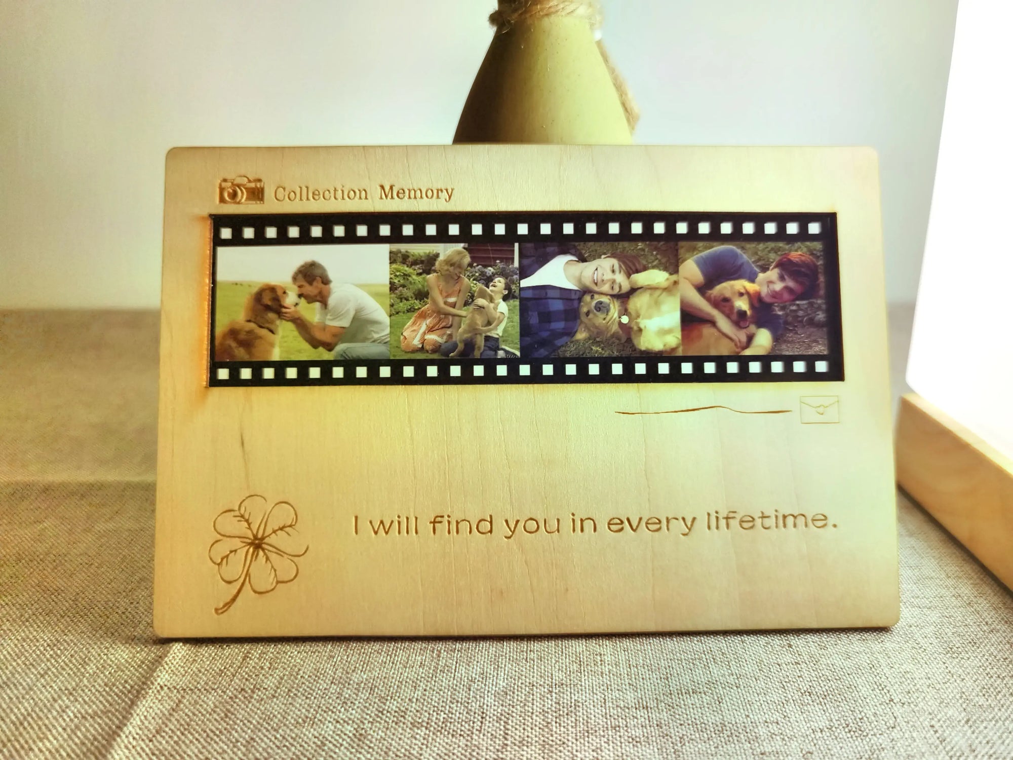 Personalized wooden birthday card with multiple photos