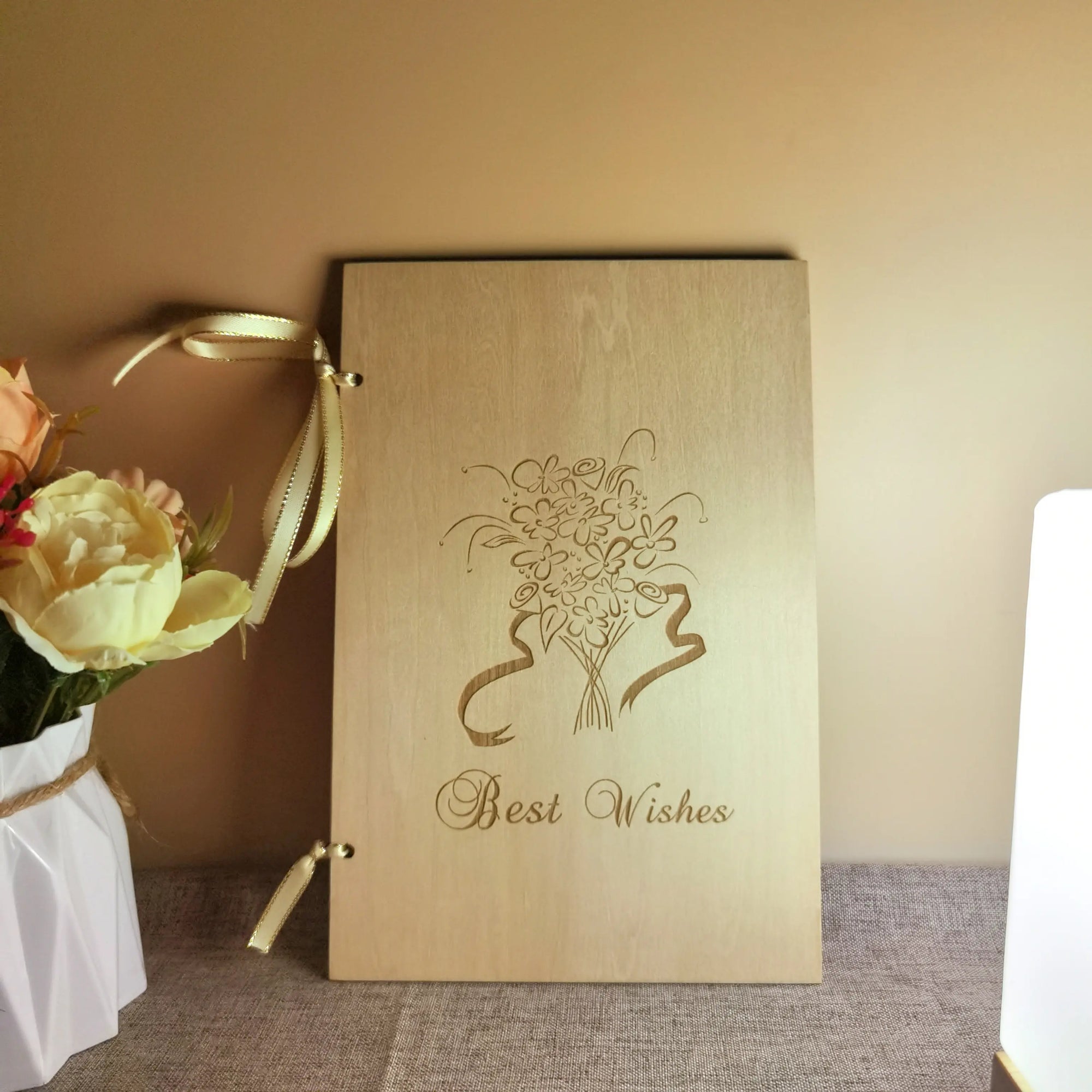 Custom text wooden greeting card for romantic occasions